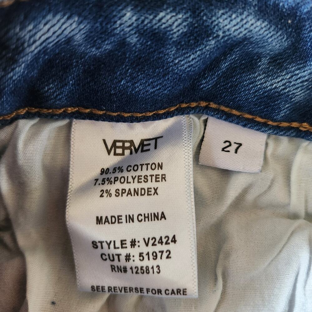 Vervet Los Angeles Flare Jeans Women's 27 High Rise Blue Denim Grunge Retro Boho - Picture 9 of 16